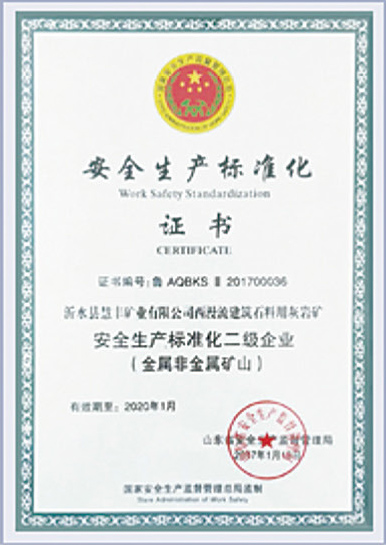 生产标准化证书